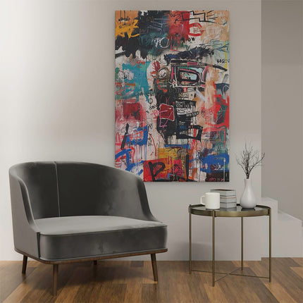 Canvas schilderij interieur Kunstwerk met veel Graffiti Erop