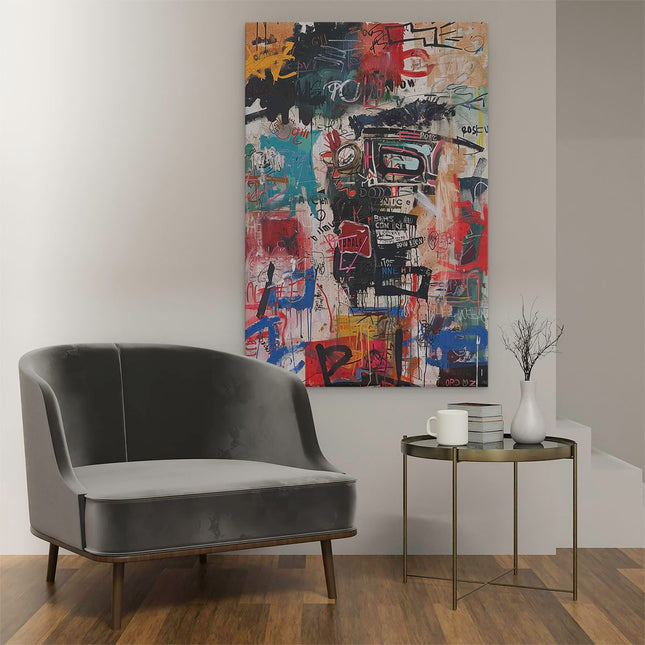 Canvas schilderij interieur Kunstwerk met veel Graffiti Erop