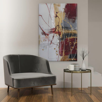 Canvas schilderij interieur Abstract Kunstwerk met Rood, Goud en Zwart