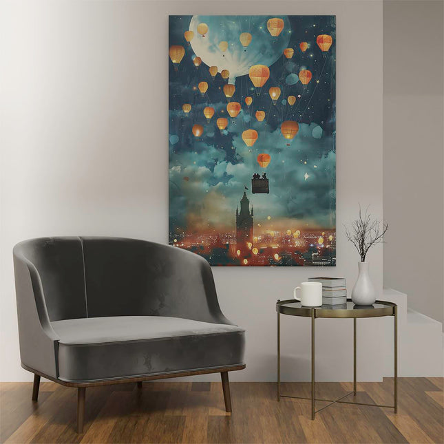 Canvas schilderij interieur Heteluchtballonnen Vliegen in de Lucht
