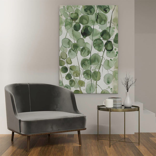 Canvas schilderij interieur Eucalyptusbladeren op een Witte Achtergrond