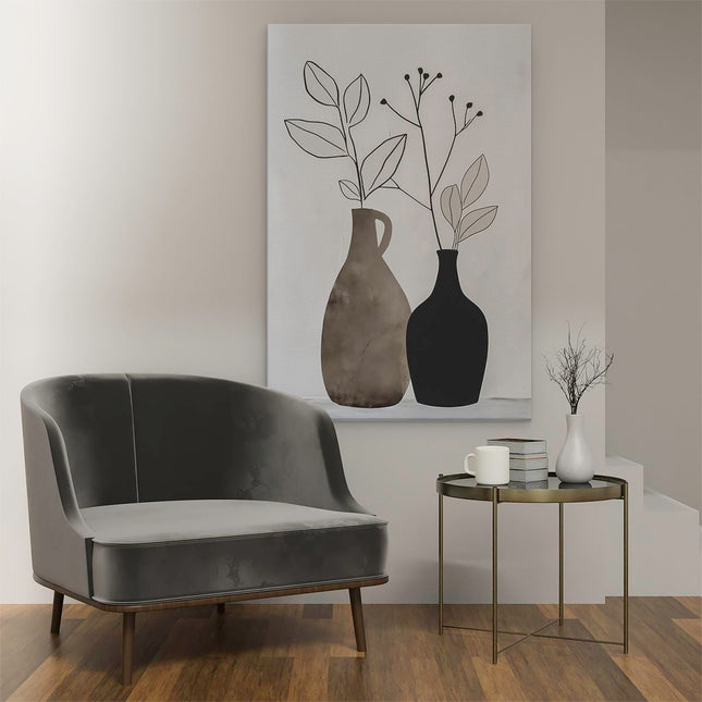 Canvas schilderij interieur Twee Vazen ​​Met Planten Erin