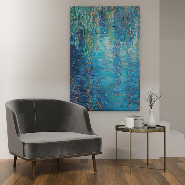 Canvas schilderij interieur Kunstwerk van een Wilg in het Water