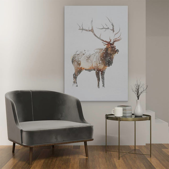 Canvas schilderij interieur Elanden die in de Sneeuw Staan