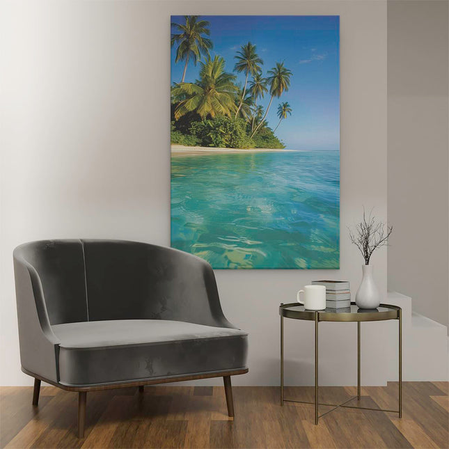 Canvas schilderij interieur Tropisch Strand met Palmbomen
