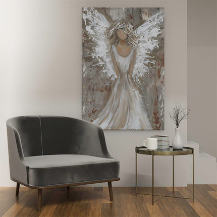 Canvas schilderij interieur Engel in een Witte Jurk