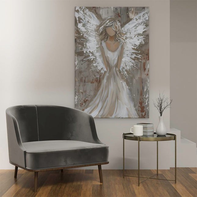 Canvas schilderij interieur Engel in een Witte Jurk