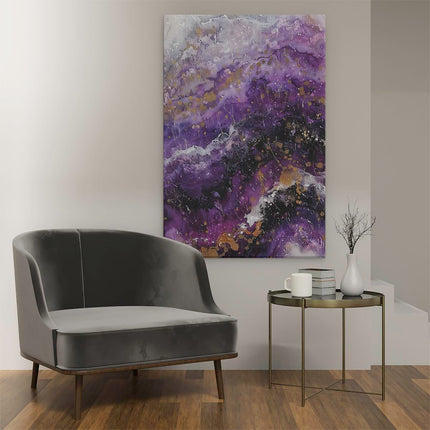 Canvas schilderij interieur Paars en Goud Abstract Kunstwerk