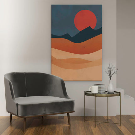 Canvas schilderij interieur Woestijnlandschap met een Rode Zon