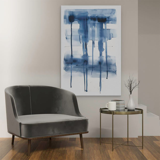 Canvas schilderij interieur Kunstwerk van Blauwe Inkt op een Wit Oppervlak
