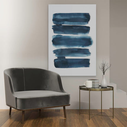 Canvas schilderij interieur Blauwe Penseelstreken op een Witte Achtergrond