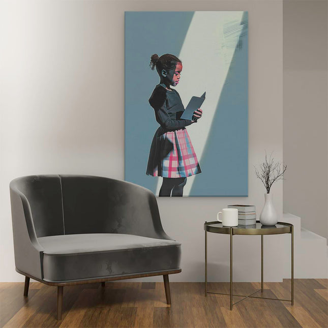 Canvas schilderij interieur Meisje Leest een Boek