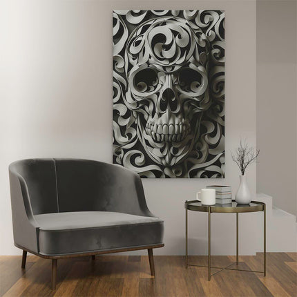 Canvas schilderij interieur Schedel met Wervelingen Erop