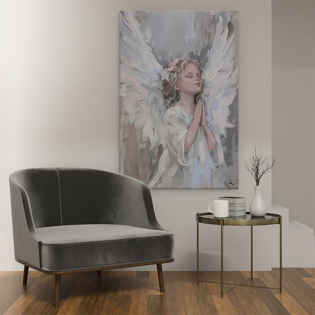Canvas schilderij interieur Kunstwerk van een Klein Meisje dat Bidt
