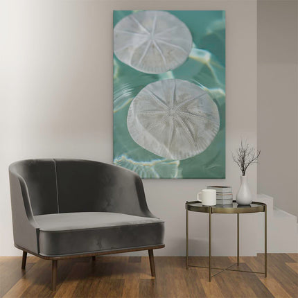 Canvas schilderij interieur Twee Zeesterren Drijvend in het Water
