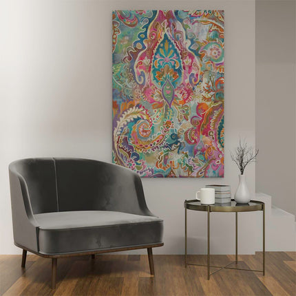 Canvas schilderij interieur Kleurrijk Paisleypatroon op een Stof
