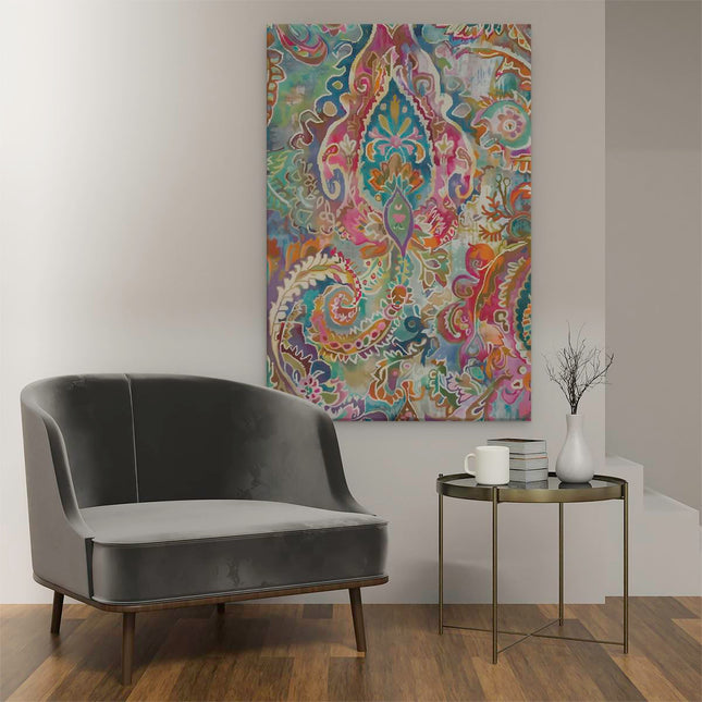 Canvas schilderij interieur Kleurrijk Paisleypatroon op een Stof