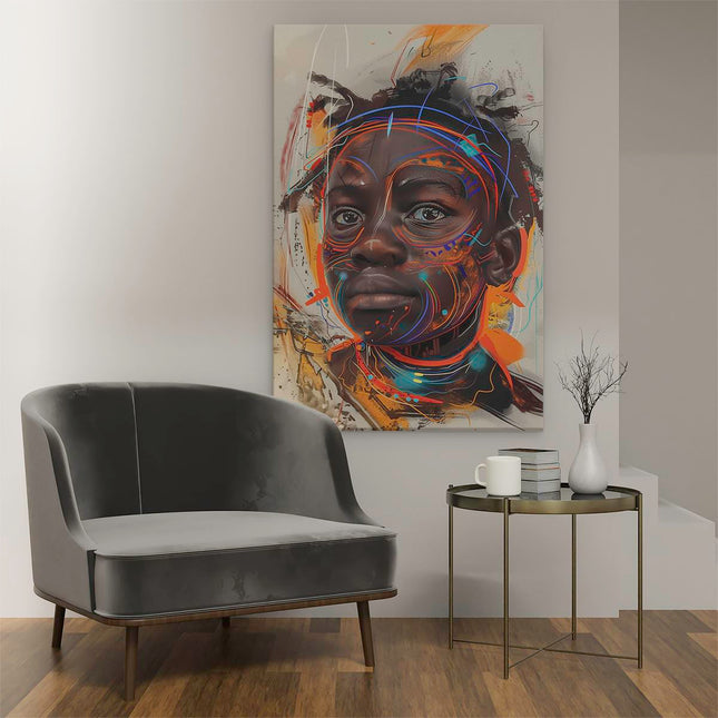 Canvas schilderij interieur Het Gezicht van een Jonge Afrikaanse Man met Dreadlocks op zijn Gezicht