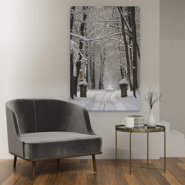 Canvas schilderij interieur Besneeuwde Pad door een Bos