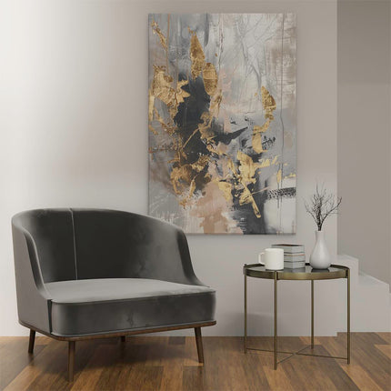 Canvas schilderij interieur Abstract Kunstwerk in Goud en Zwart