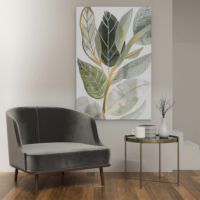 Canvas schilderij interieur Aquarelkunstwerk van een Blad