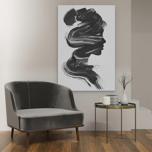 Canvas schilderij interieur Silhouet van het Hoofd van een Vrouw
