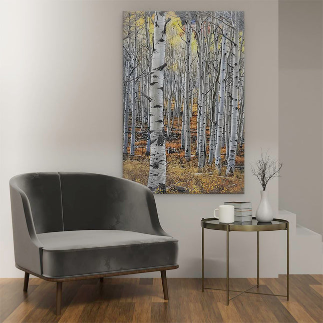 Canvas schilderij interieur Witte Berkenbomen in de Herfst
