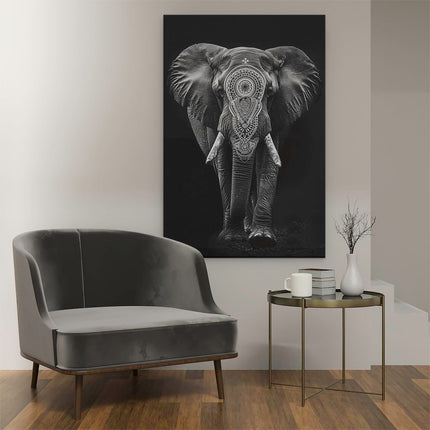 Canvas schilderij interieur Zwart Wit Afbeelding van een Olifant