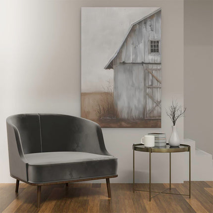 Canvas schilderij interieur Oude Schuur Midden in een Veld