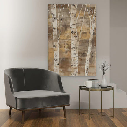 Canvas schilderij interieur Kunstwerk van Berkenbomen