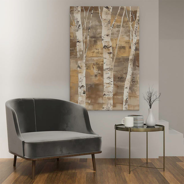 Canvas schilderij interieur Kunstwerk van Berkenbomen