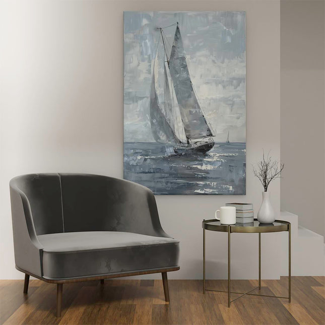 Canvas schilderij interieur Kunstwerk van een Zeilboot in de Oceaan