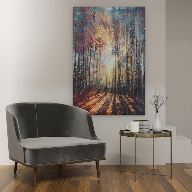 Canvas schilderij interieur De Zon schijnt door de Bomen