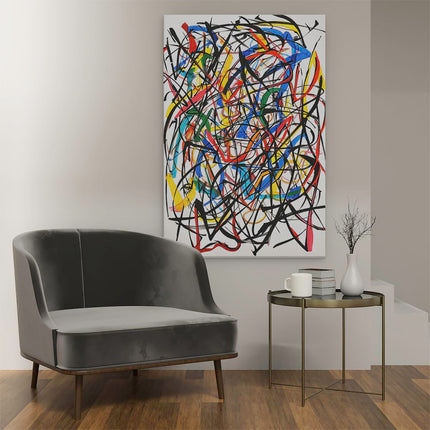 Canvas schilderij interieur Abstract Kunstwerk met veel Kleurrijke Penseelstreken