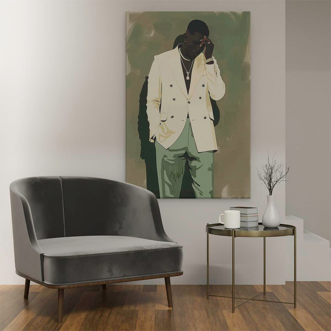 Canvas schilderij interieur Man in een Pak
