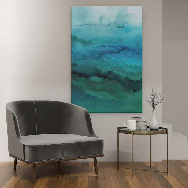 Canvas schilderij interieur Aquarelkunstwerk van een Blauwe en Groene Zee