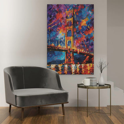 Canvas schilderij interieur Kunstwerk van de Golden Gate Bridge in San Francisco