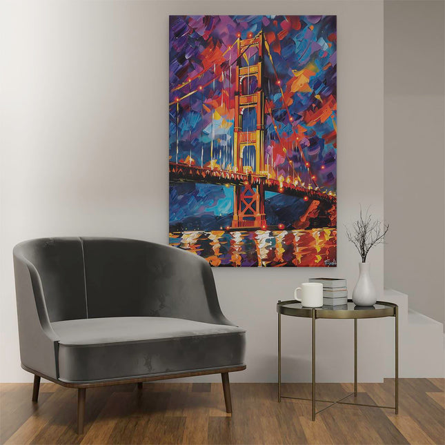 Canvas schilderij interieur Kunstwerk van de Golden Gate Bridge in San Francisco