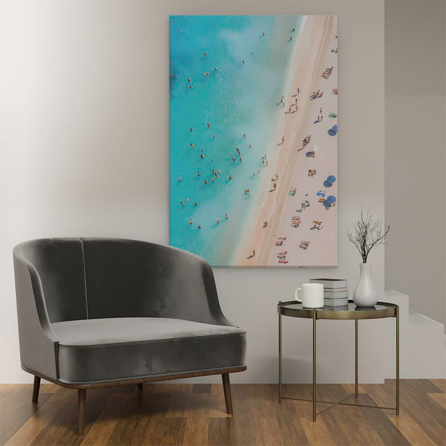 Canvas schilderij interieur Groep Mensen op een Strand