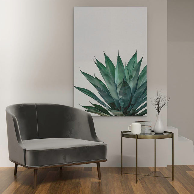 Canvas schilderij interieur Groene Agave Plant op een Witte Achtergrond