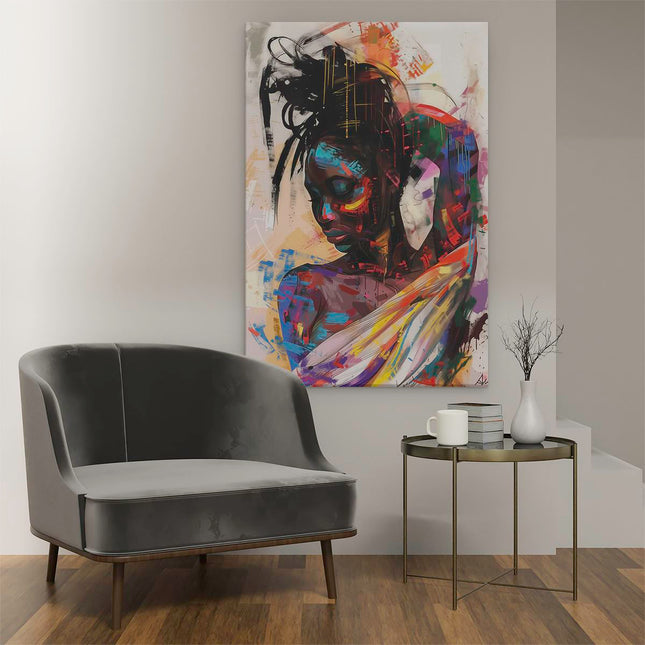Canvas schilderij interieur Kleurrijk Kunstwerk van een Vrouw