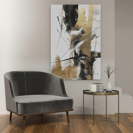 Canvas schilderij interieur Abstract Kunstwerk in Zwart en Goud