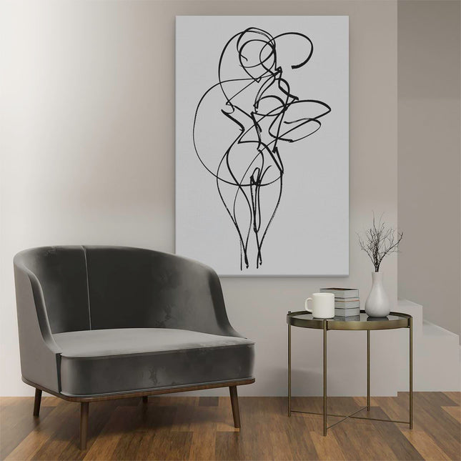 Canvas schilderij interieur Lijntekening van een Vrouw