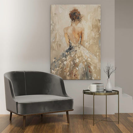 Canvas schilderij interieur Kunstwerk van een Vrouw in een Jurk