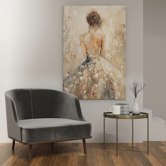 Canvas schilderij interieur Kunstwerk van een Vrouw in een Jurk