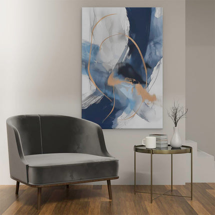 Canvas schilderij interieur Abstract Kunstwerk van Blauw en Goud