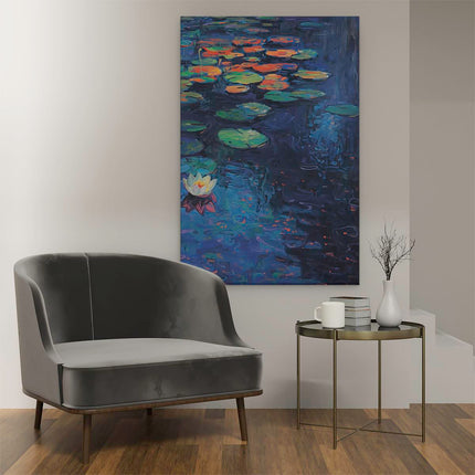Canvas schilderij interieur Kunstwerk van Waterlelies in een Vijver