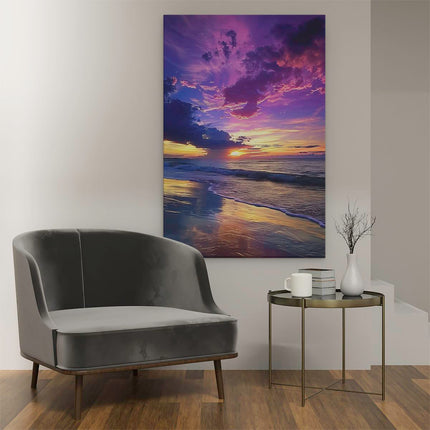 Canvas schilderij interieur Kleurrijke Zonsondergang op een Strand