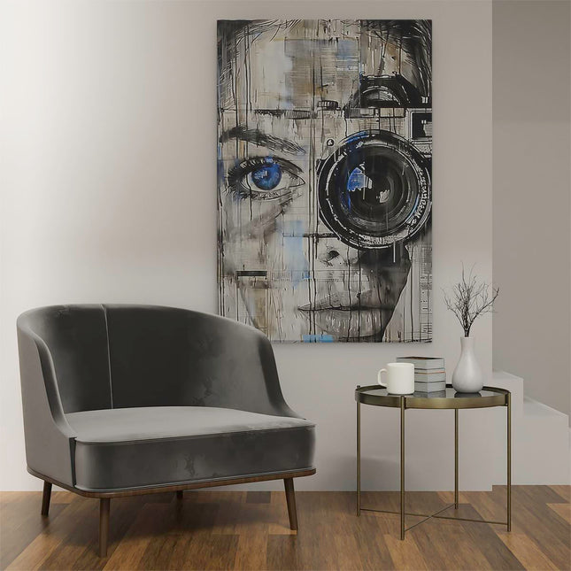Canvas schilderij interieur Portret van een Vrouw met een Camera