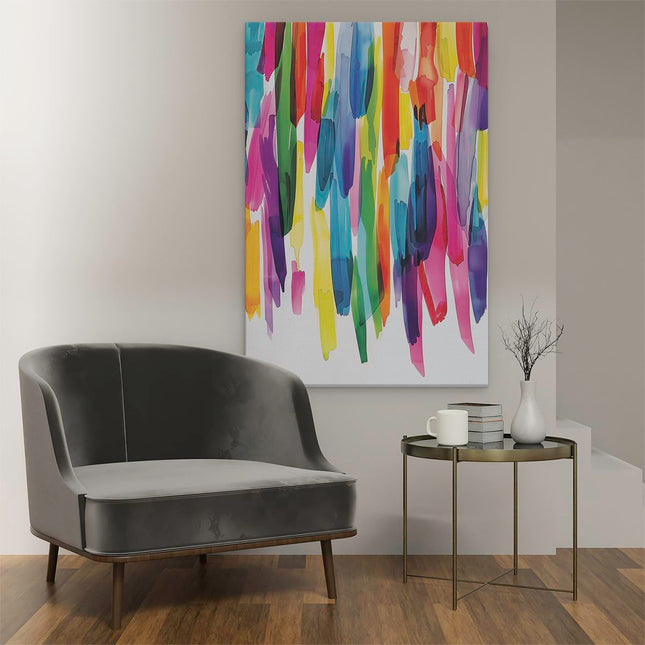 Canvas schilderij interieur Kleurrijke Penseelstreken op een Witte Achtergrond